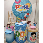 Lofaris Blue Sea Summer Pool Party Round Birthday Backdrop Kit